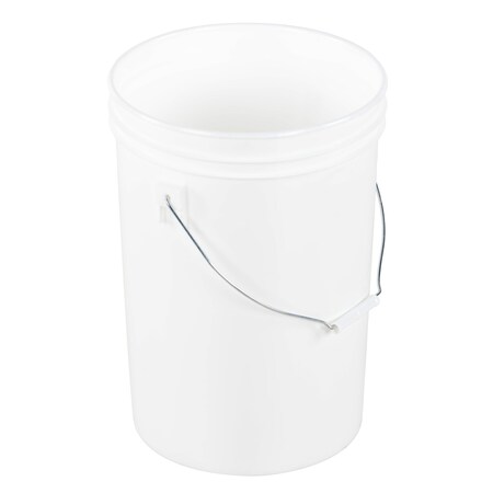 6 Gal Open Head Pail With Steel Handle, White